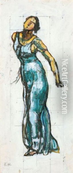 Weibliche Figur Zu Blick In Die Unendlichkeit (female Figure For Glance Into Infinity) Oil Painting - Ferdinand Hodler