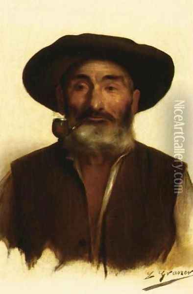 Good Smoke (El Fumador) Oil Painting - Luis Graner Arrufi