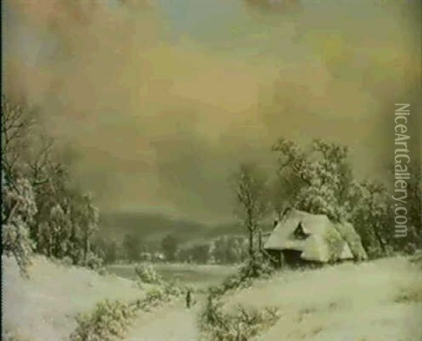 Winter In The Country Oil Painting - William Mason Brown
