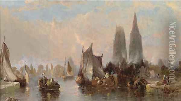 The port at Rouen Oil Painting - Alfred Montague