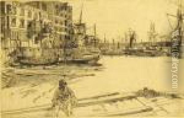 Eagle Wharf Oil Painting - James Abbott McNeill Whistler