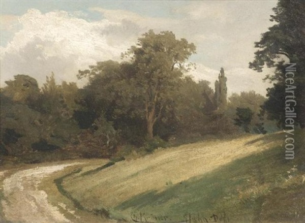 Der Waldweg Oil Painting - Christian (Johann Christian) Kroener