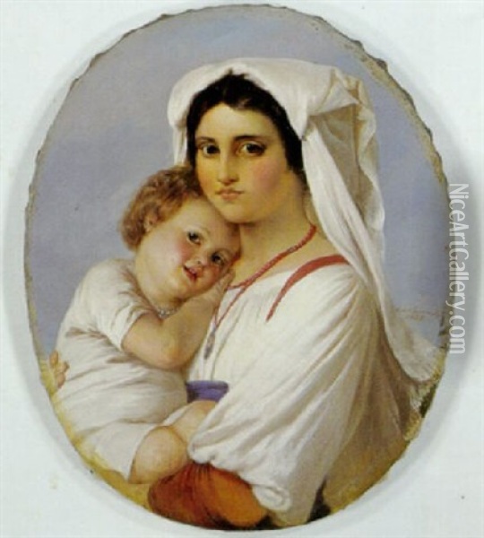 En Mor Med Sit Barn Oil Painting - Elisabeth Anna Maria Jerichau-Baumann