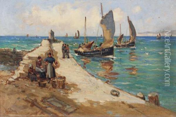 Coastal Scene Oil Painting - John William Gilroy