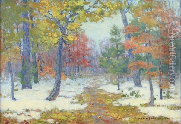 Autumn Snow Oil Painting - Alfred Jansson