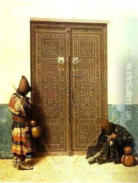 At The Door Of A Mosque 1873 Oil Painting - Vasili Vasilyevich Vereshchagin