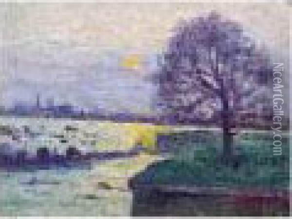 Fortifications A Bercy Oil Painting - Maximilien Luce