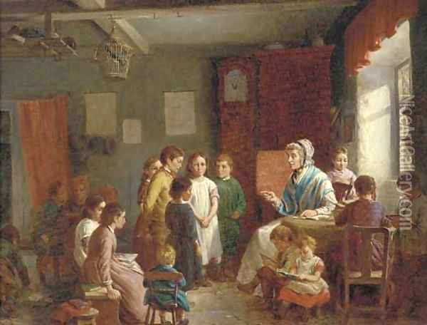 The reading lesson Oil Painting - George Smith