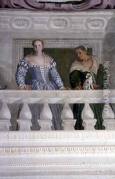 Members of the Barbaro Household, from the Sala di Olimpo, c.1561 Oil Painting - Paolo Veronese (Caliari)