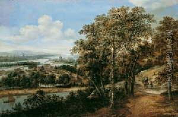 Weite Flusslandschaft. Oil Painting - Dionys Verburgh