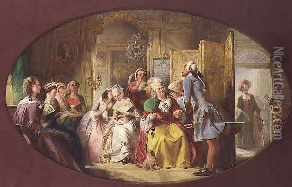 The Lesson in the use of the Fan Oil Painting - Abraham Solomon
