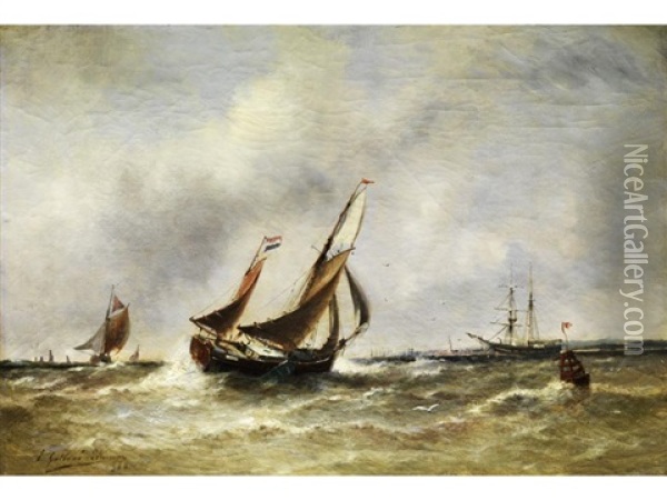 Marinebild Oil Painting - Paul Charles Emmanuel Gallard-Lepinay