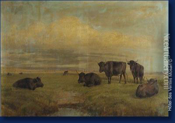 Paysage Ecossais Au Vaches Des Highlands Oil Painting - John Barker