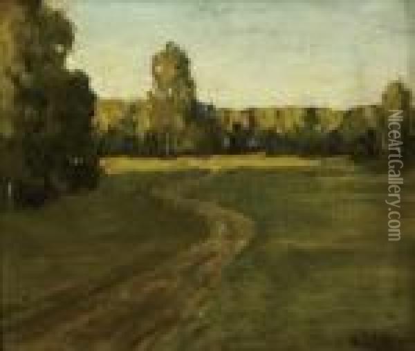 Road In A Wood Oil Painting - Isaak Ilyich Levitan