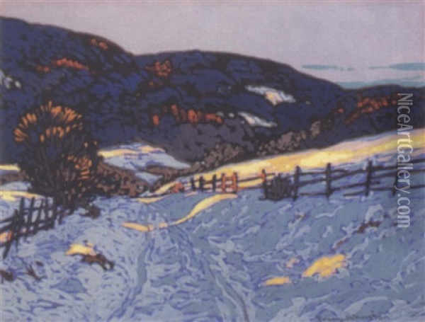Evening Snow Oil Painting - Francis Hans Johnston