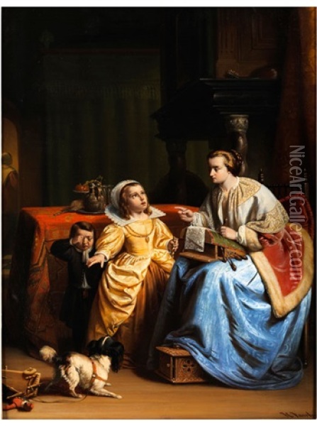 Die Mutterliche Ermahnung Oil Painting - Johannes Christoffel Vaarberg
