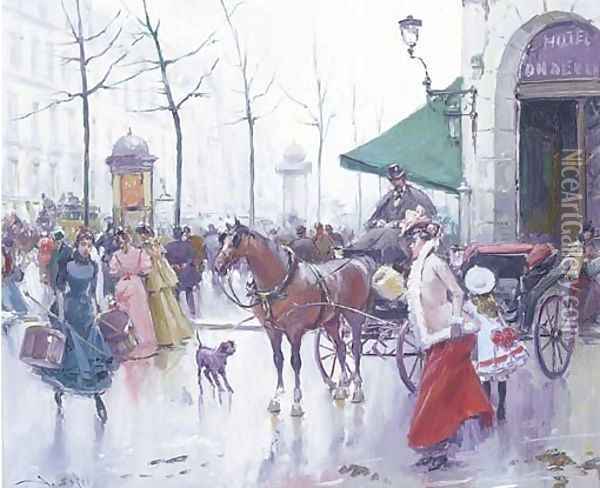 A Parisienne departure Oil Painting - Joan Roig Soler
