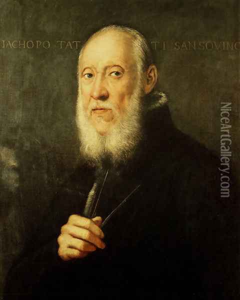 Portrait of Jacopo Sansovino Oil Painting - Jacopo Tintoretto (Robusti)