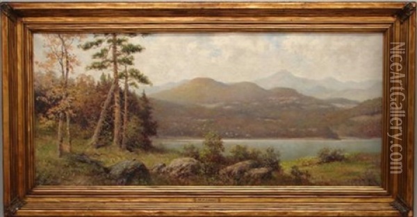 Hudson River Valley Landscape Oil Painting - Milton H. Lowell