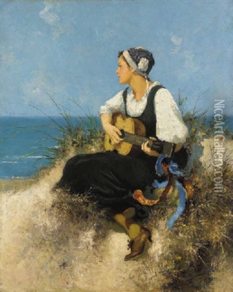 Young Woman On The Beach Oil Painting - Hermann Seeger