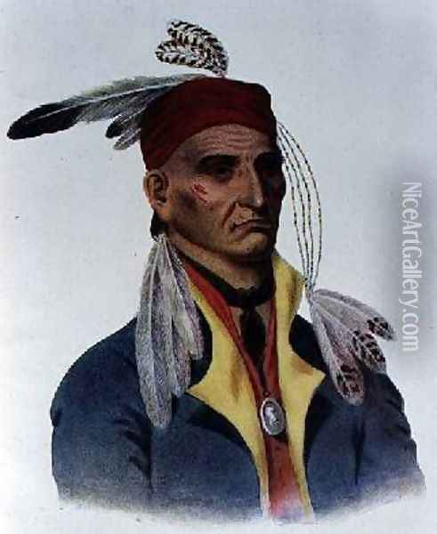 Shin-ga-ba WOssin or Image Stone a Chippeway Chief Oil Painting - James Otto Lewis