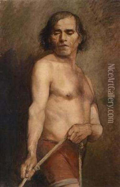 Male Nude Standing Oil Painting - Anna Bilinska-Bohdanowicz