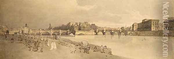 View of the Pont Neuf The Mint and etc Oil Painting - Thomas Girtin