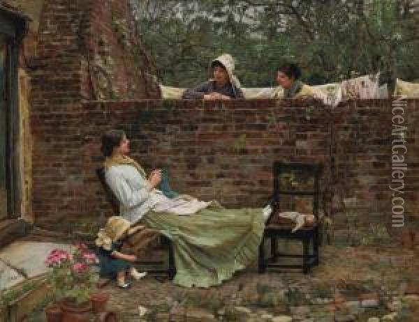 Gossip Oil Painting - John William Waterhouse