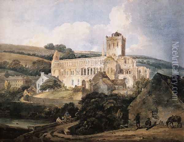 Jedburgh Abbey from the South-East Oil Painting - Thomas Girtin