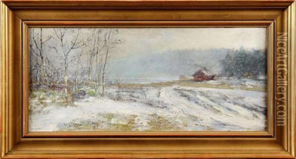 Vinterbild Medstuga Oil Painting - Olof Hermelin