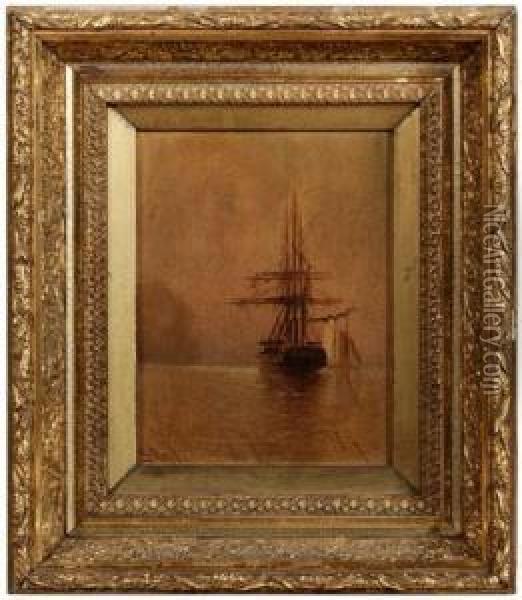 Ship Off Thecoast Oil Painting - Alexander Charles Stuart