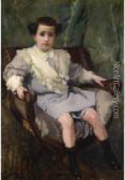 Retrato Del Hijo De Alejandro De Anitua (portrait Of The Son Of Alejandro De Anitua) Oil Painting - Joaquin Sorolla Y Bastida