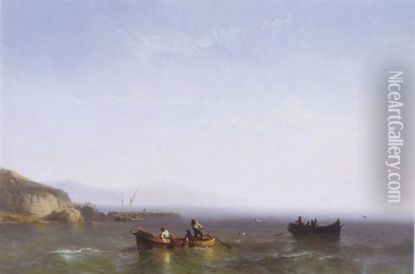 Fishermen Near The South Italian Coast Oil Painting - Johan Hendrik Meyer