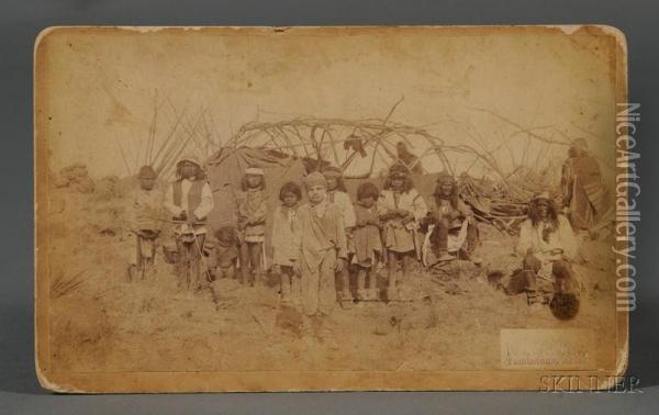 Imperial Cabinet Card Photograph Of A Captive White Boy In Geronimo's Camp. Oil Painting - Camillus Sydney Fly