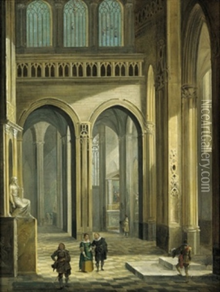 Kircheninterieur Mit Figuren Oil Painting - Johann Ludwig Ernst Morgenstern