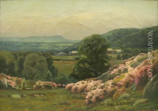 Mountain Landscape With Farm Oil Painting - William Lavalley