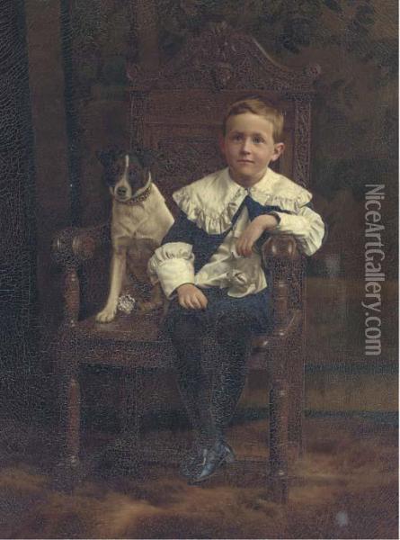 Portrait Of A Boy Oil Painting - John William Schofield