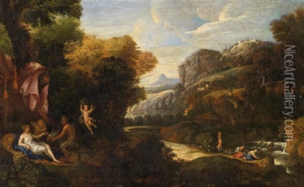 Landschaft Mit Mythologischer Szene Oil Painting - Jan Frans van Bloemen