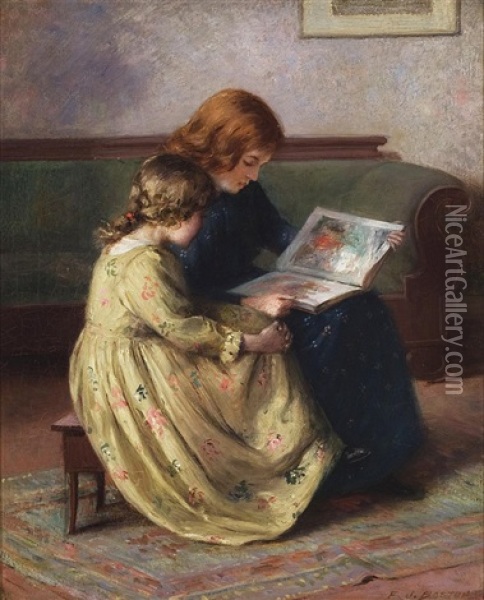 The Picture Book Oil Painting - Frederick James Boston
