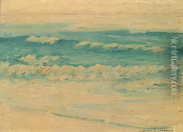 Waves Lapping Along A Shoreline Oil Painting - William Alexander Griffith