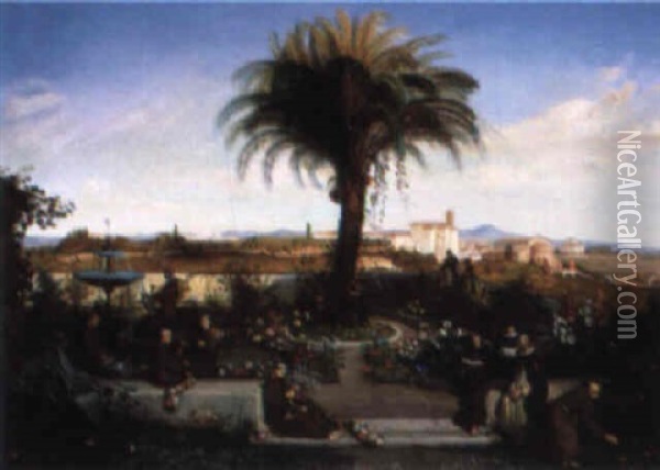 The Walled Garden Of Saint Bonaventure On Mount Palantine In Rome Oil Painting - Henry Lejeune