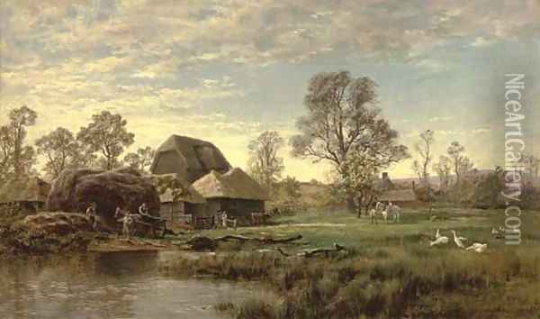A farmstead Oil Painting - Robert Gallon