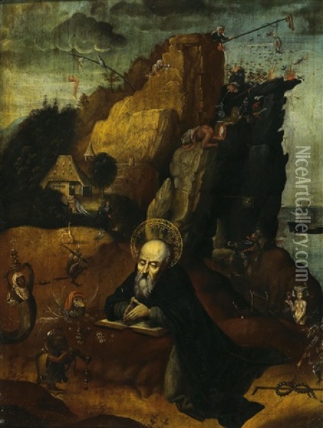Temptation Of Saint Anthony Oil Painting - Hieronymus Bosch