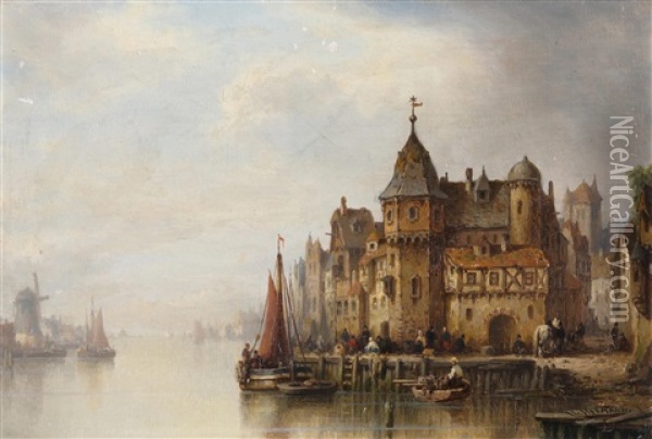Hafen Von Brugge Oil Painting - Ludwig Hermann