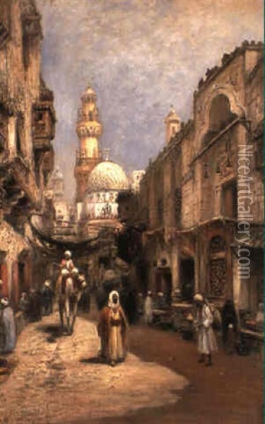 Bazargata I Kairo Oil Painting - Frans Wilhelm Odelmark