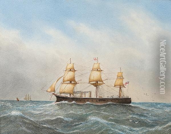 H.m.s Bellerophon At Sea Oil Painting - George Gray