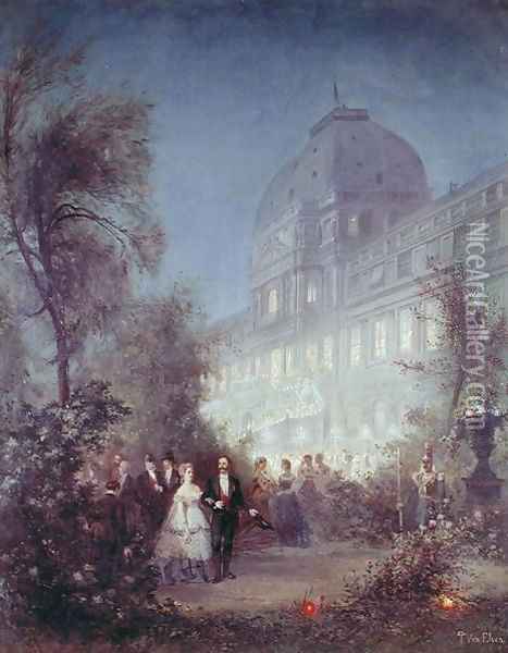 Evening Party at the Tuileries 2 Oil Painting - Pierre Tetar Van Elven
