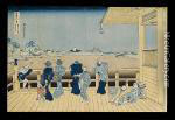 Circa 1834 Oil Painting - Katsushika Hokusai