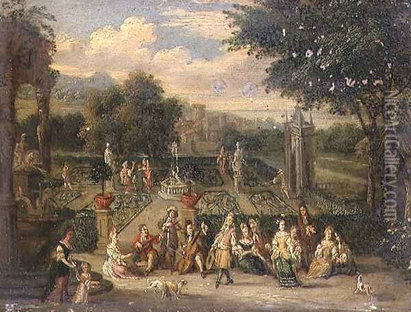 Ornamental garden with dancing figures Oil Painting - Pieter Gysels