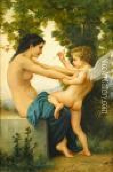 Jeune Fille Se Defendant Contre L'amour Oil Painting - William-Adolphe Bouguereau